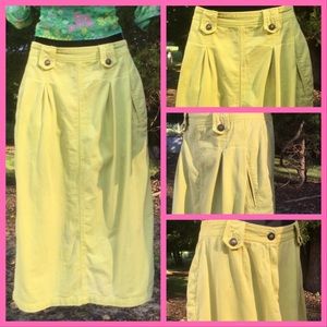 lemon yellow denim skirt